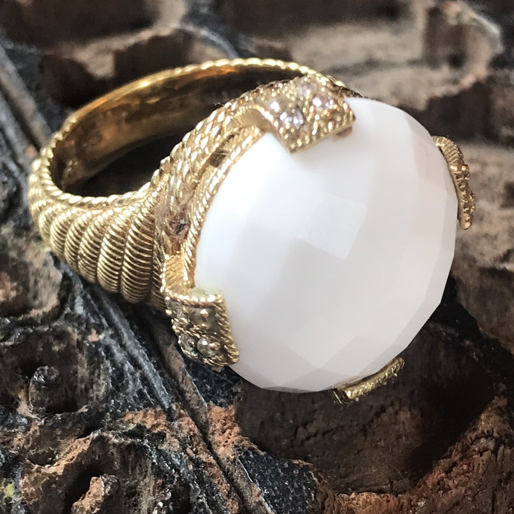 Judith Ripka 925 Gold Plated Ring -size 7.5